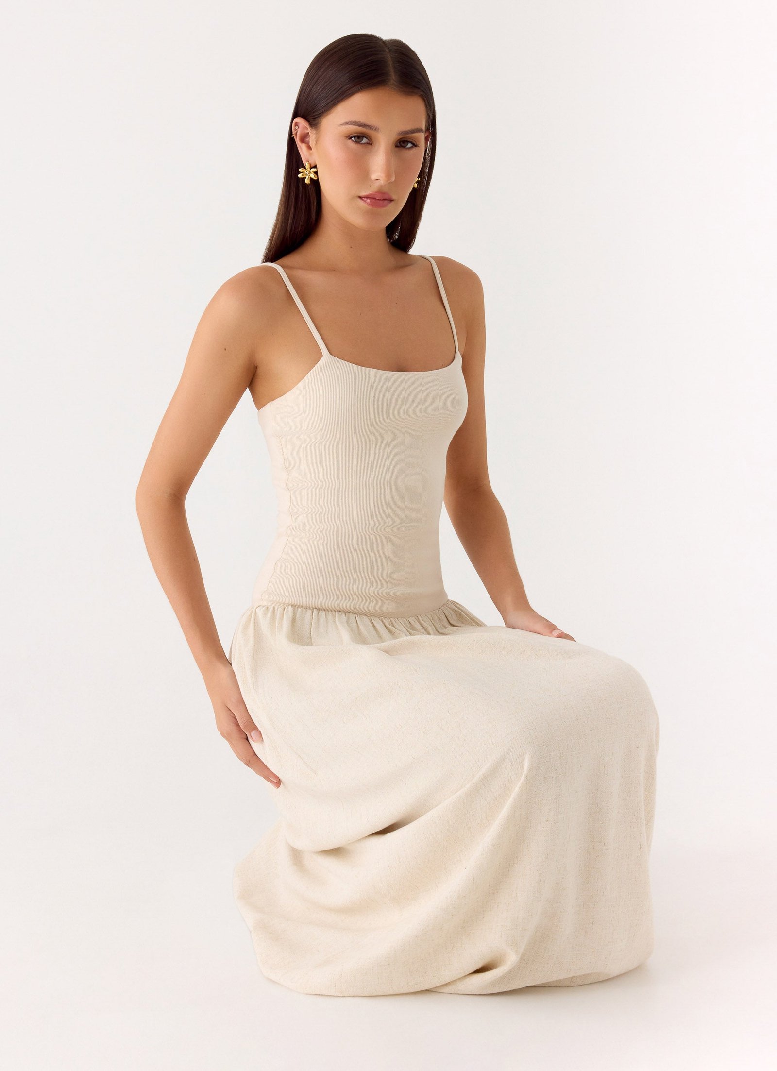 Ali Linen Maxi Dress - Oatmeal - Image 6