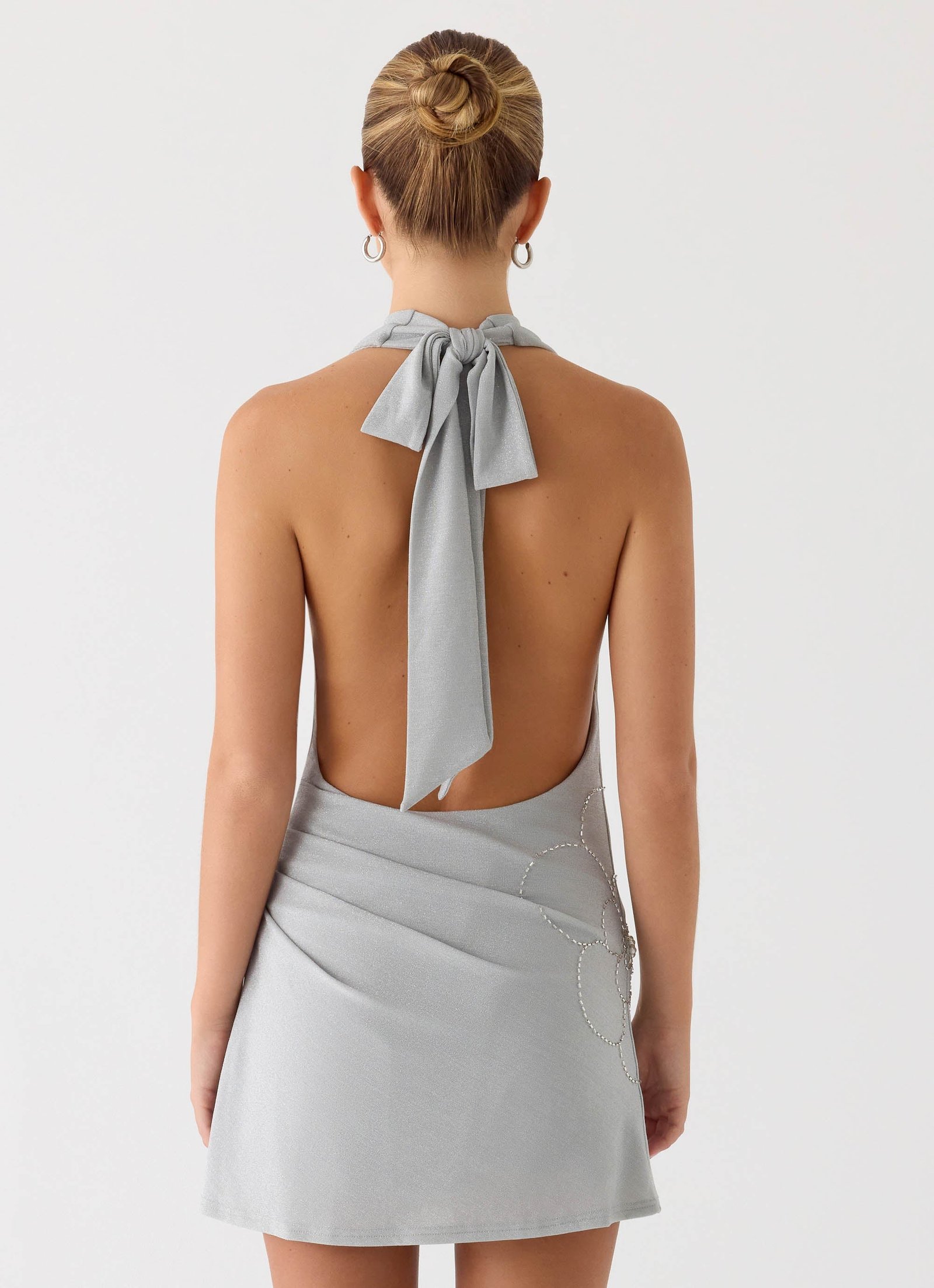 Atenea Cowl Mini Dress - Silver - Image 4