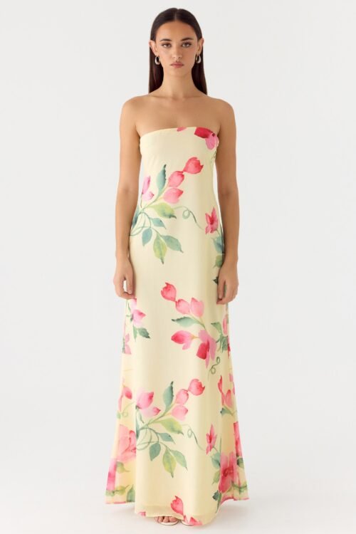 Bronte Strapless Maxi Dress - Lemon Soleil