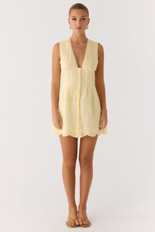 Burning Bright Mini Dress - Butter Yellow