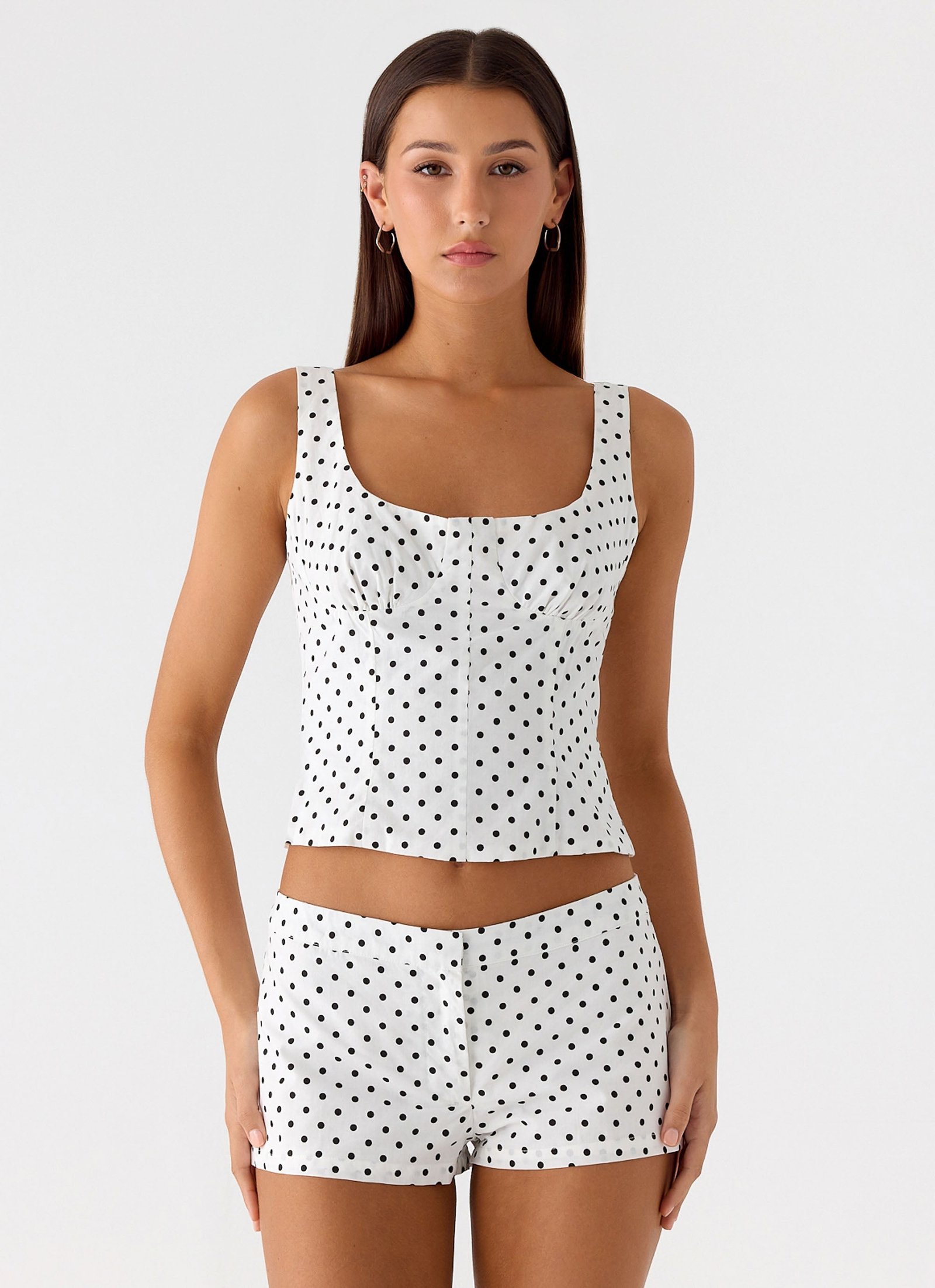 Coastline Mini Shorts - White Polka Dot - Image 10