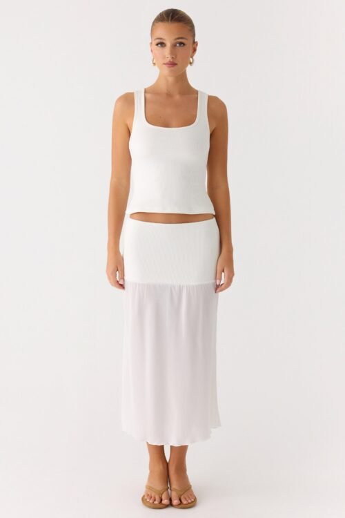 Connect My Heart Midi Skirt - White