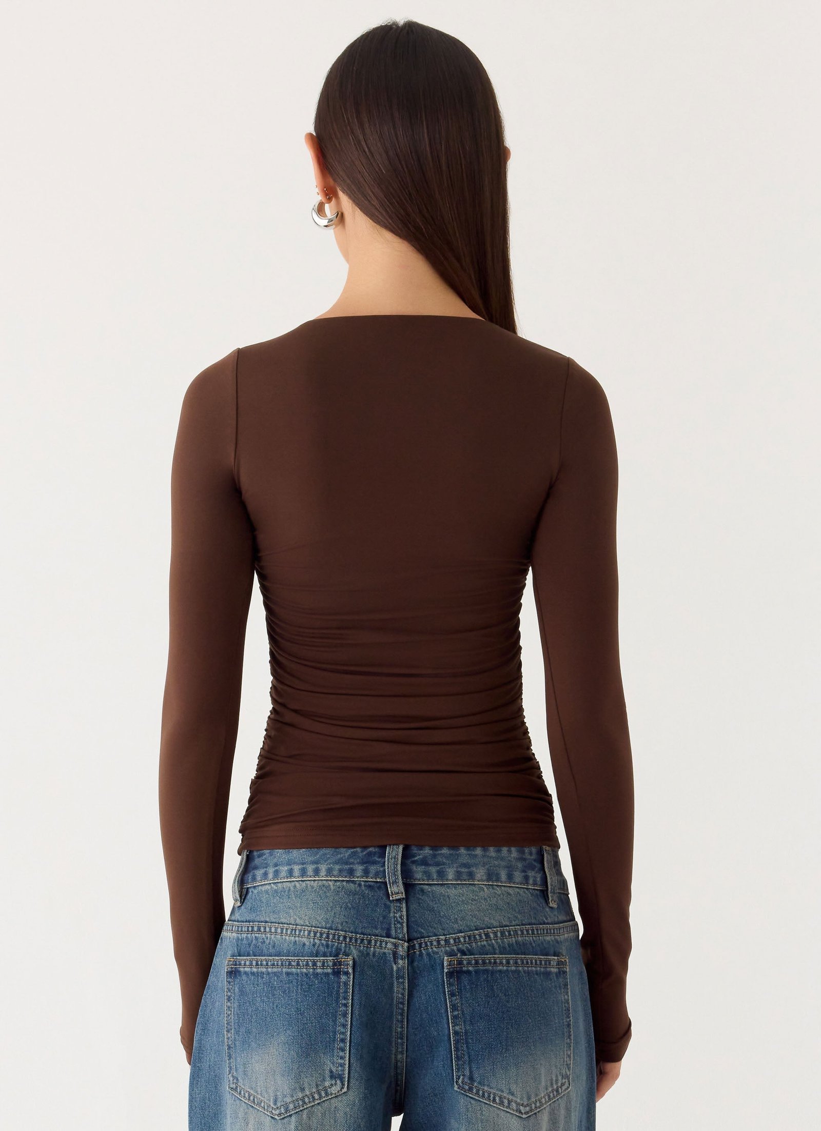 Francis Long Sleeve Top - Chocolate - Image 3
