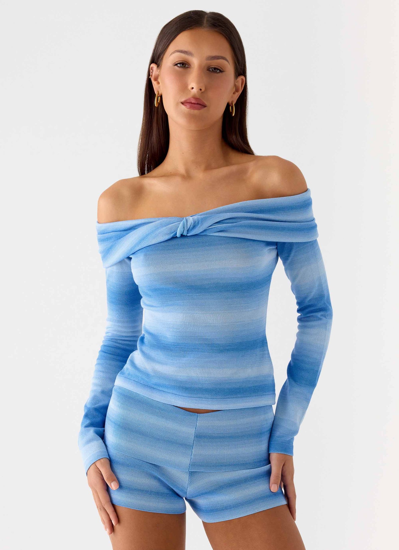 Lay Back Knit Shorts - Cerulean - Image 6