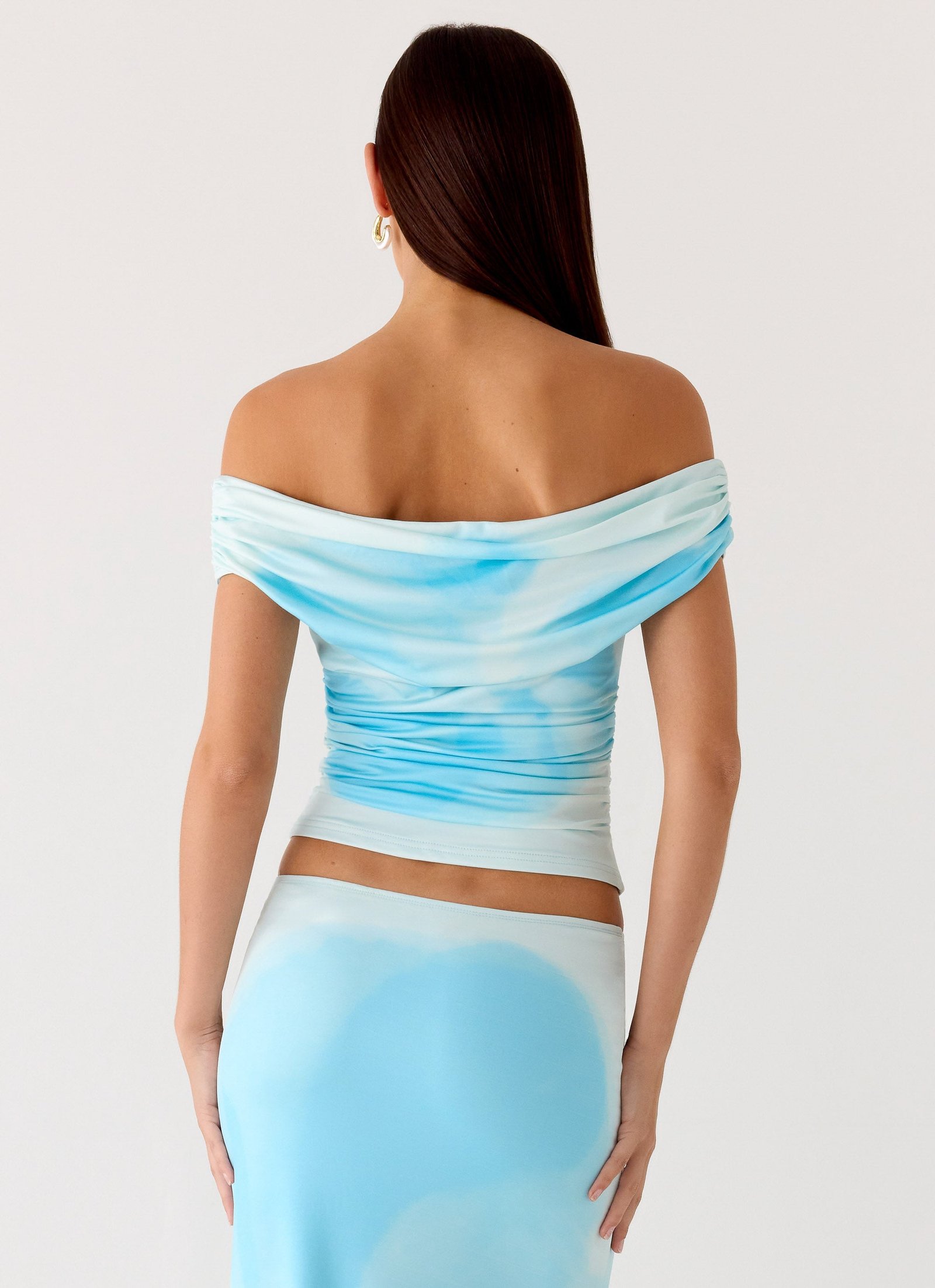 Moka Off Shoulder Top - Blooming Blue - Image 3