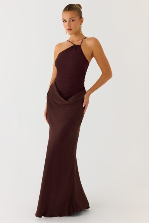 Pristin Cupro Maxi Dress - Cool Chocolate